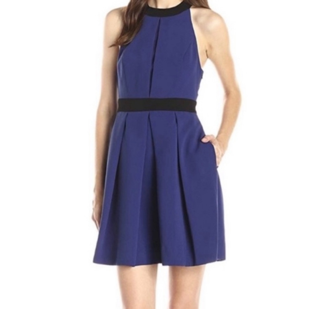 Jill Stuart blue black T-back party cocktail dress - size 6. New with tag.